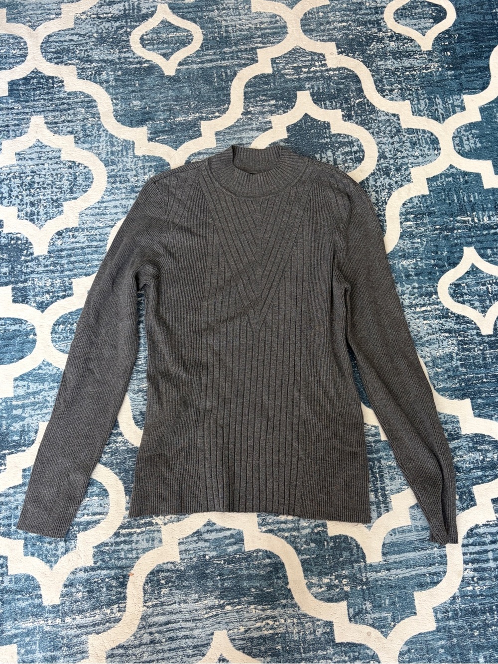 INC International Concepts Gray Ribbed Crew Neck Sweater
